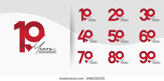 anniversary logo style set with red color can be use for celebration moment