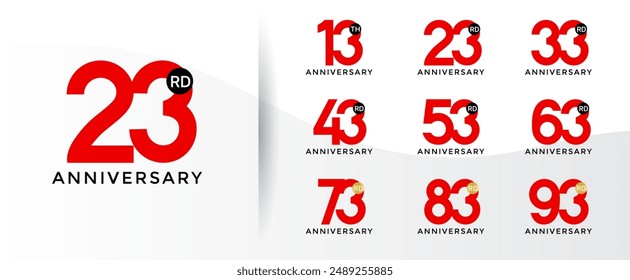 anniversary logo style set with red color can be use for celebration moment