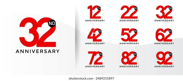 anniversary logo style set with red color can be use for celebration moment