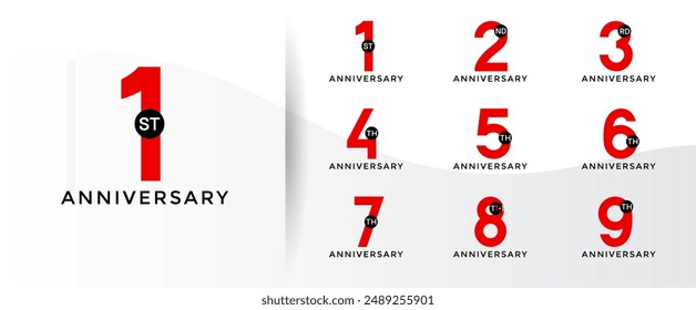 anniversary logo style set with red color can be use for celebration moment