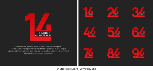 anniversary logo style set with red color can be use for celebration moment