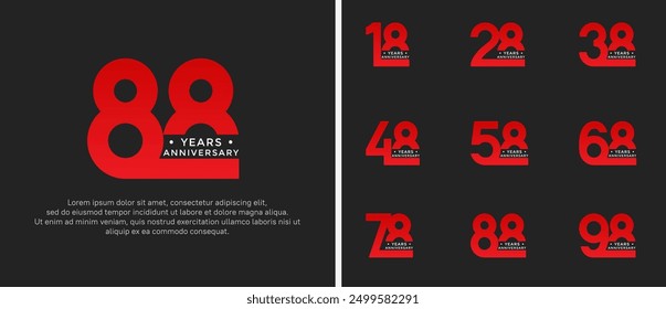 anniversary logo style set with red color can be use for celebration moment