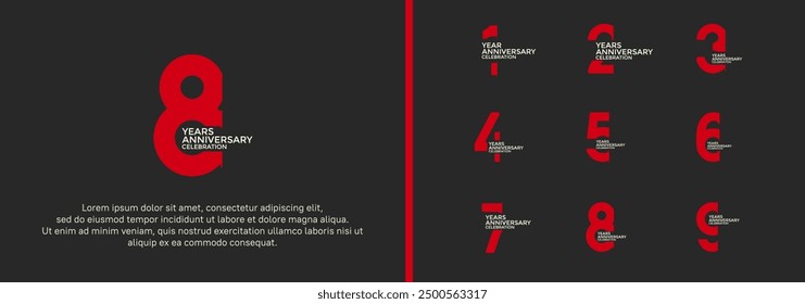 anniversary logo style set with red and white color can be use for celebration moment