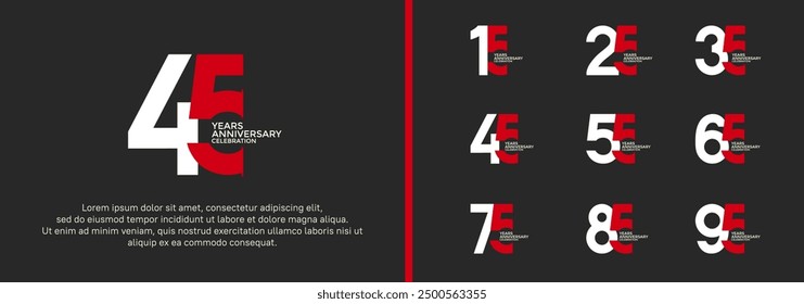 anniversary logo style set with red and white color can be use for celebration moment