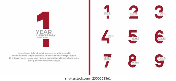 anniversary logo style set with red and gray color can be use for celebration moment