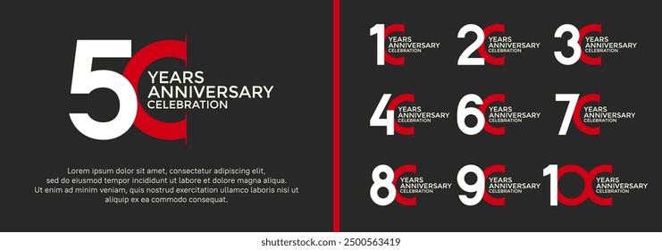 anniversary logo style set with red and white color can be use for celebration moment