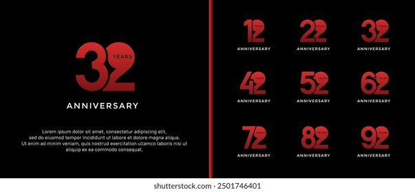 El estilo del logotipo del aniversario fijado con el color rojo se puede utilizar para el momento de la celebración