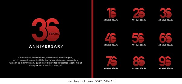 El estilo del logotipo del aniversario fijado con el color rojo se puede utilizar para el momento de la celebración
