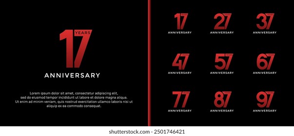 anniversary logo style set with red color can be use for celebration moment