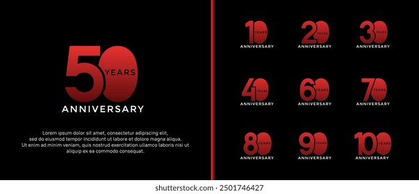 anniversary logo style set with red color can be use for celebration moment