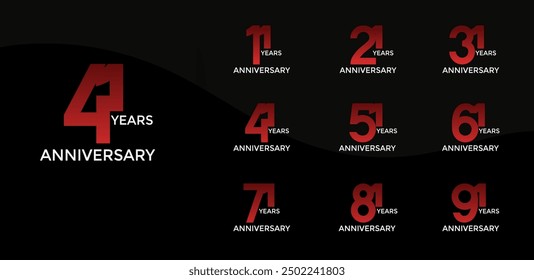 anniversary logo style set with red color can be use for celebration moment