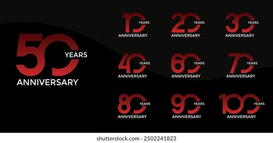 anniversary logo style set with red color can be use for celebration moment