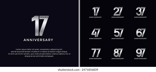 anniversary logo style set with silver color can be use for celebration moment