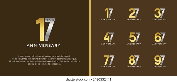 Jubiläums-Logo-Stil-Set mit Silber und Gold Farbe kann für Feier-Moment verwendet werden