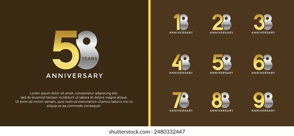 anniversary logo style set with silver and gold color can be use for celebration moment