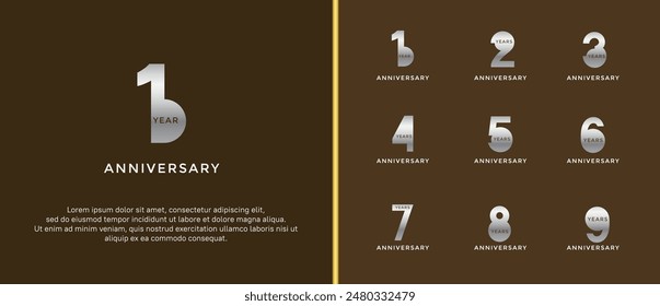 anniversary logo style set with silver and gold color can be use for celebration moment