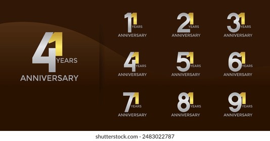 anniversary logo style set with silver and golden color can be use for celebration moment