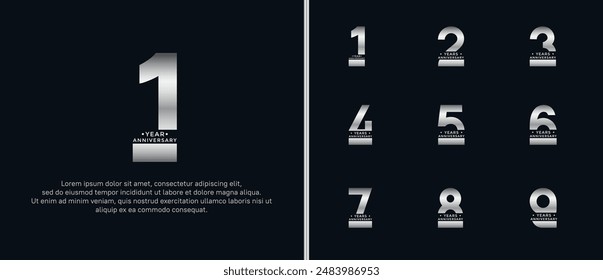el estilo del logotipo del aniversario establecido con el color plateado se puede utilizar para el momento de la celebración
