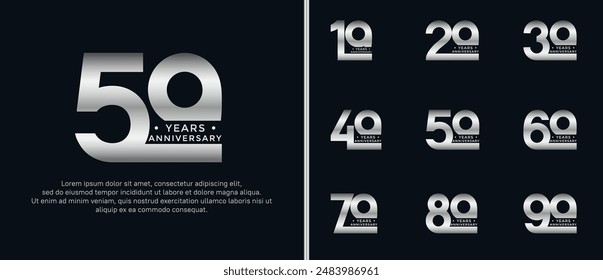 el estilo del logotipo del aniversario establecido con el color plateado se puede utilizar para el momento de la celebración