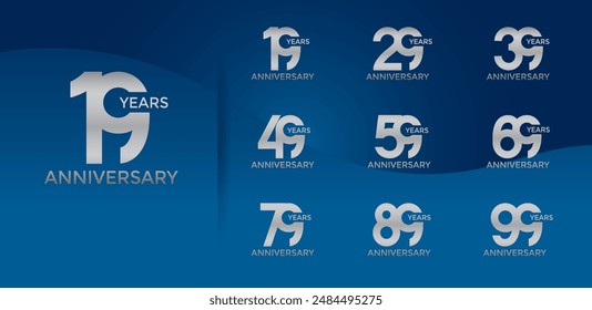el estilo del logotipo del aniversario establecido con el color plateado se puede utilizar para el momento de la celebración