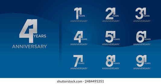 anniversary logo style set with silver color can be use for celebration moment