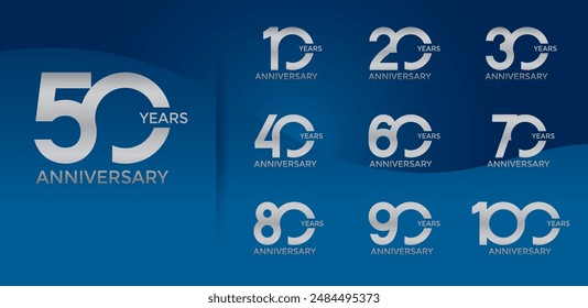Jubiläums-Logo-Stil-Set mit silberner Farbe kann für Feier-Moment verwendet werden