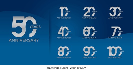 Jubiläums-Logo-Stil-Set mit silberner Farbe kann für Feier-Moment verwendet werden