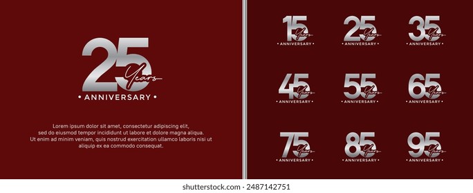 anniversary logo style set with silver color can be use for celebration moment