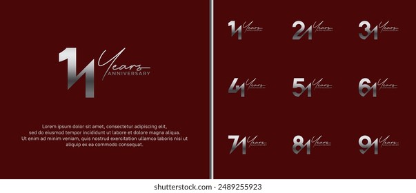 anniversary logo style set with silver color can be use for celebration moment