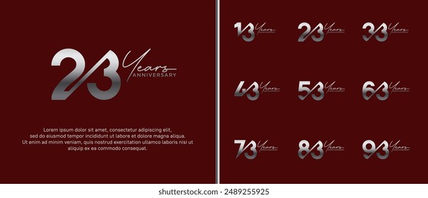 anniversary logo style set with silver color can be use for celebration moment