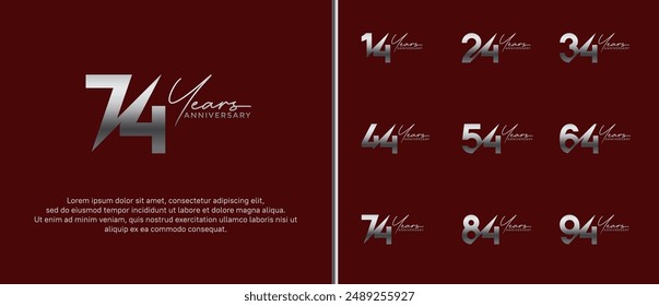 anniversary logo style set with silver color can be use for celebration moment