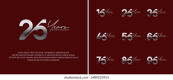 anniversary logo style set with silver color can be use for celebration moment