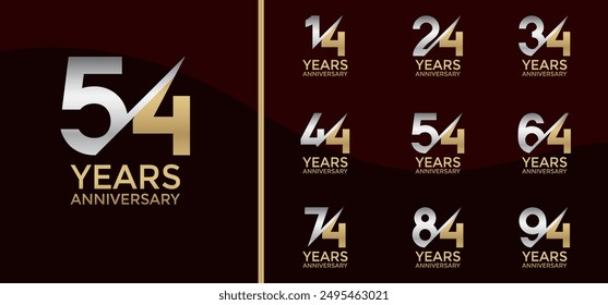 el estilo del logotipo del aniversario establecido con plata, color dorado y barra puede ser utilizado para el momento de la celebración