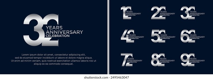 anniversary logo style set with silver color can be use for celebration moment