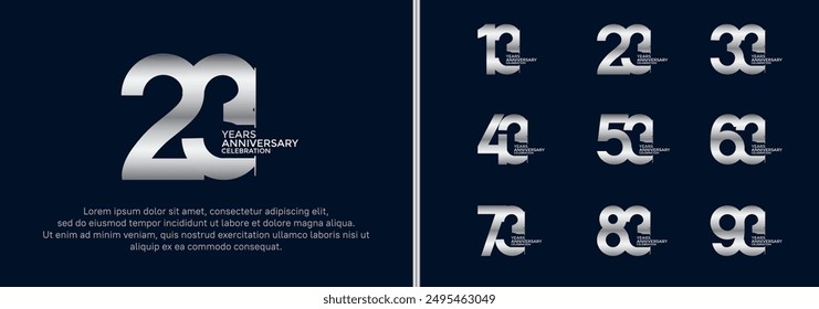 anniversary logo style set with silver color can be use for celebration moment