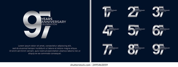 anniversary logo style set with silver color can be use for celebration moment
