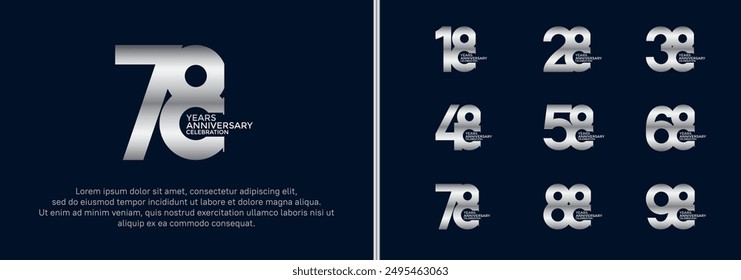 anniversary logo style set with silver color can be use for celebration moment