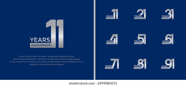 anniversary logo style set with silver color can be use for celebration moment