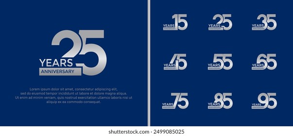 El estilo del logotipo del aniversario fijado con el color plateado se puede utilizar para el momento de la celebración
