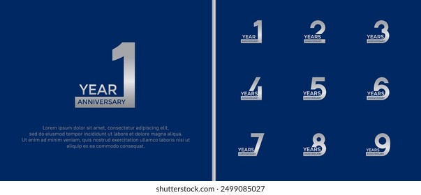 anniversary logo style set with silver color can be use for celebration moment