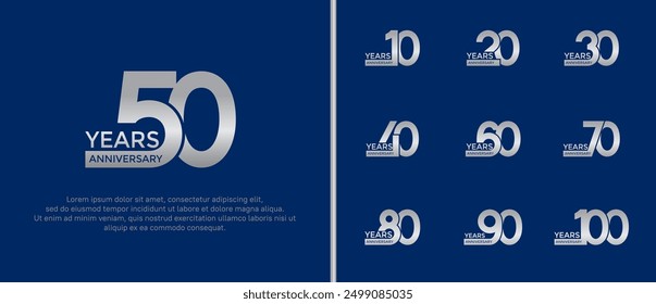 anniversary logo style set with silver color can be use for celebration moment