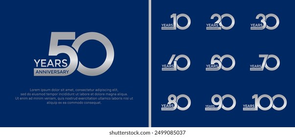 anniversary logo style set with silver color can be use for celebration moment