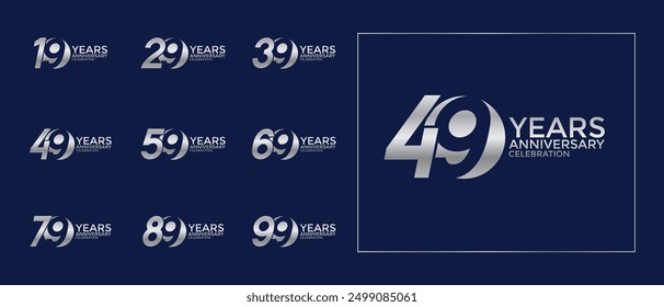 anniversary logo style set with silver color can be use for celebration moment