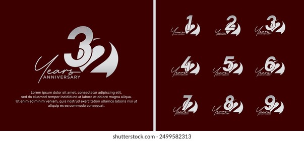 anniversary logo style set with silver color can be use for celebration moment