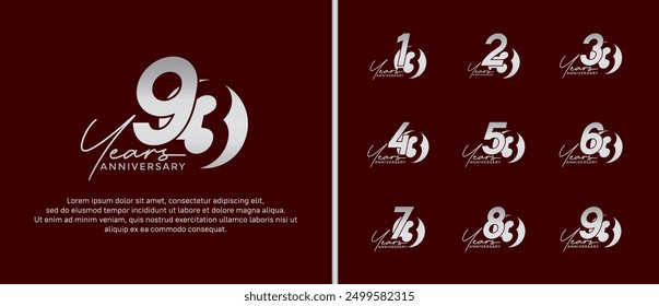 anniversary logo style set with silver color can be use for celebration moment
