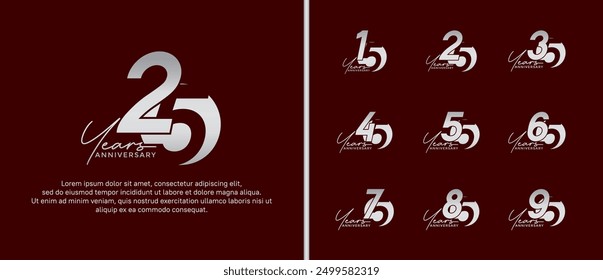 anniversary logo style set with silver color can be use for celebration moment