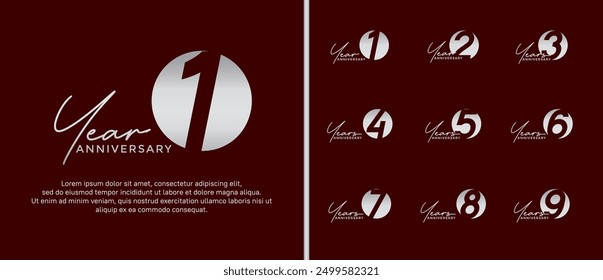 anniversary logo style set with silver color can be use for celebration moment
