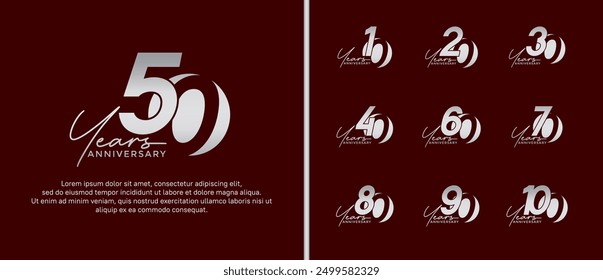 El estilo del logotipo del aniversario fijado con el color plateado se puede utilizar para el momento de la celebración