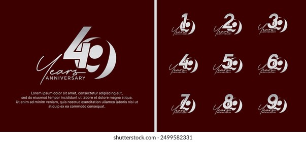 anniversary logo style set with silver color can be use for celebration moment