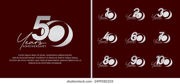 anniversary logo style set with silver color can be use for celebration moment